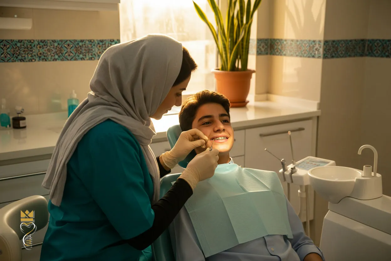 آشکارسازی دندان نهفته و اتصال براکت برای کشش ارتودنسی
