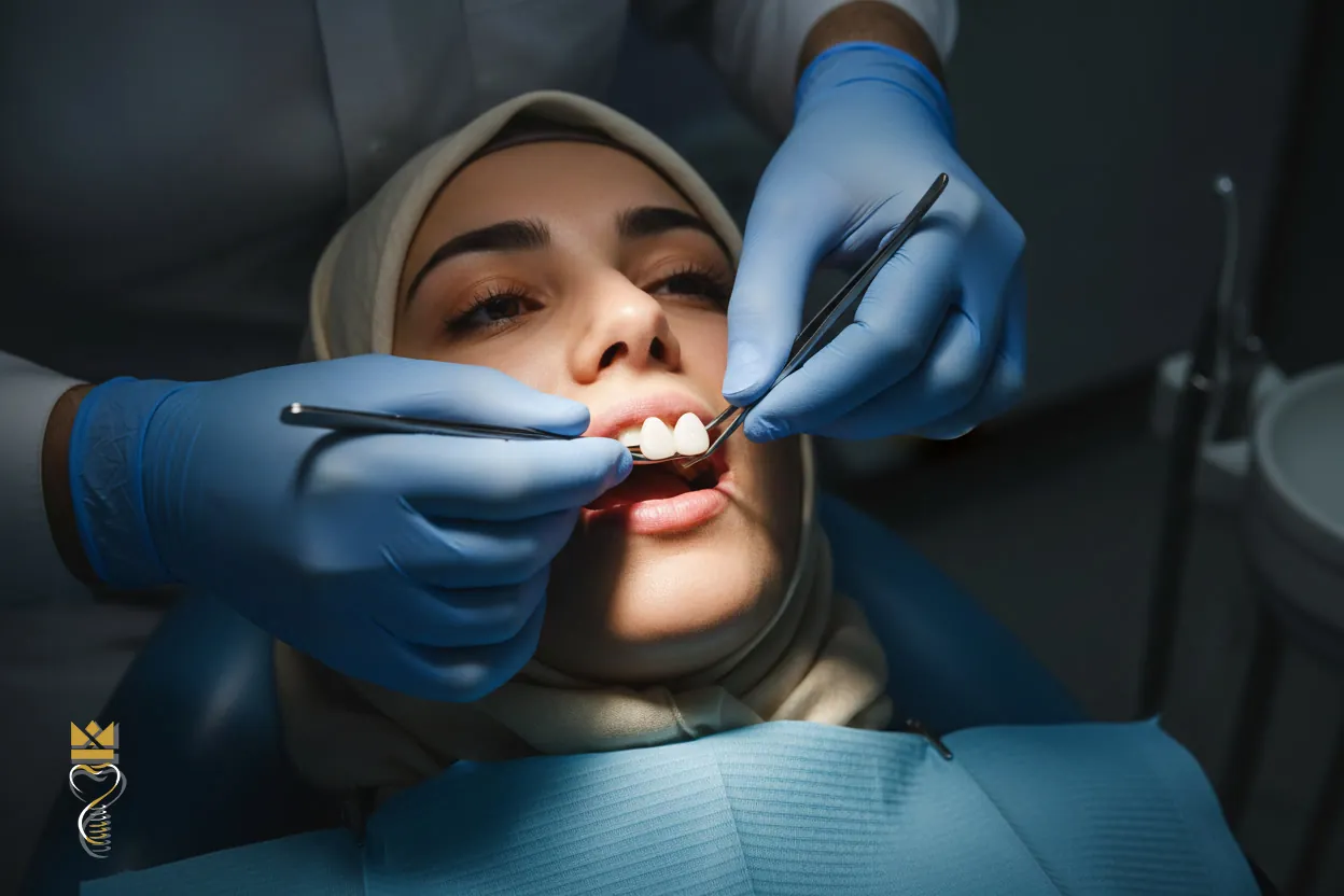 نصب روکش نهایی ایمپلنت دندان جلو و تکمیل درمان