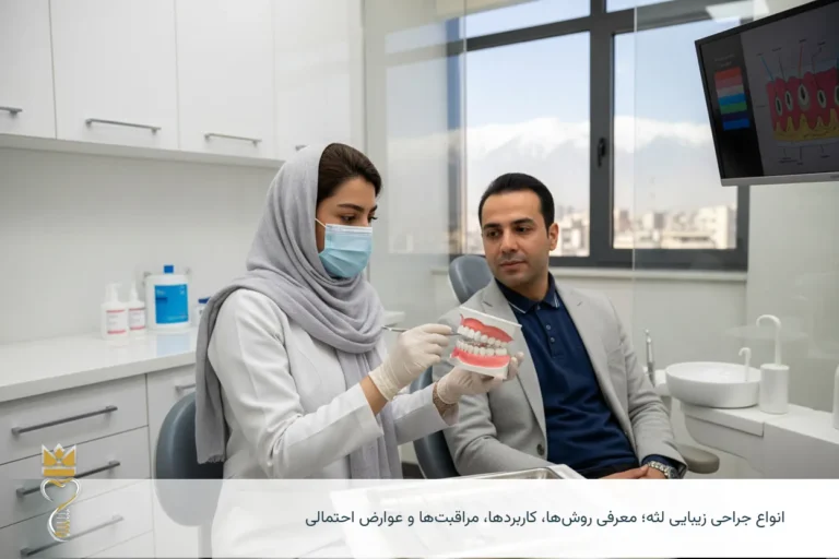 انواع جراحی زیبایی لثه؛ معرفی روش‌ها، کاربردها، مراقبت‌ها و عوارض احتمالی