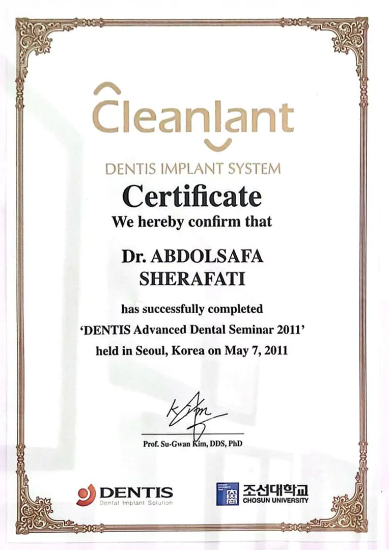 Certificate – DENTIS Advanced Dental Seminar 2011